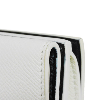 BALENCIAGA Tri-fold wallet 558208 0OTG3 9000 textured grain leather (embossed) White x black New logo Ville mini wallet Women(Unisex)