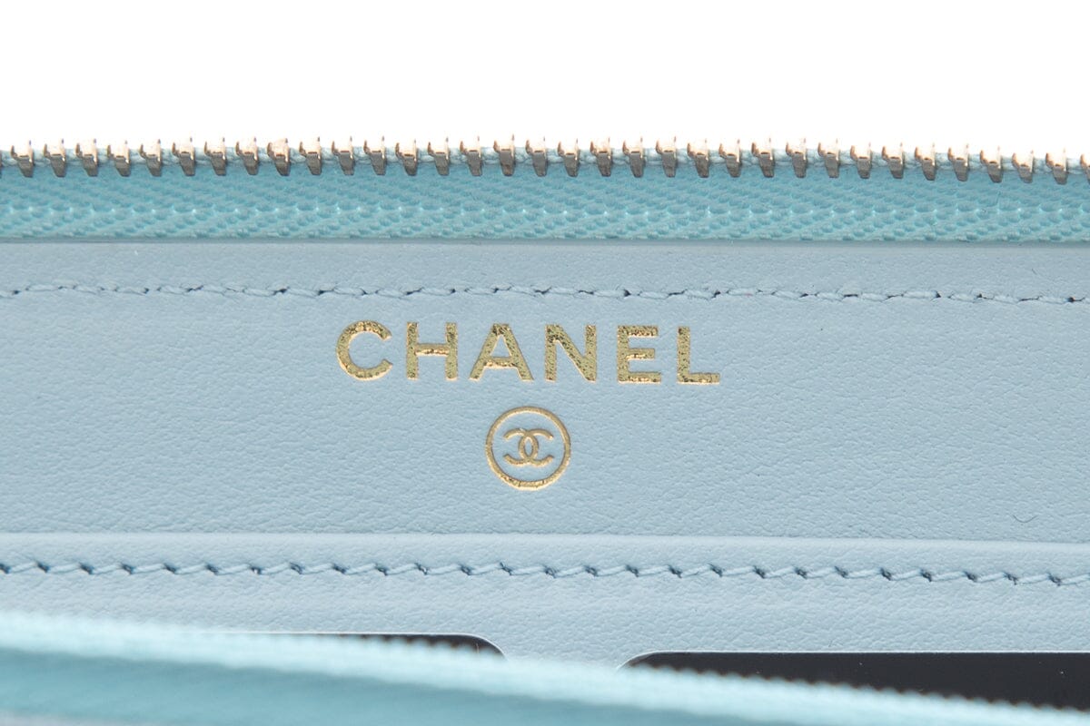 Chanel 2022 Blue Caviar Quilted Wallet