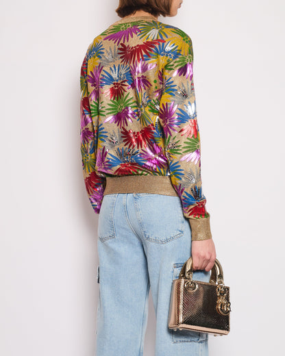 Chanel Coco Cuba Multicolour and Metallic Gold Jumper with Mosaic Details Size FR 36 (UK 8)