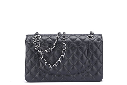 Chanel Classic Flap (XHX2xxxx) Medium Size Black Caviar, Silver Hardware, with Dust Cover & Box