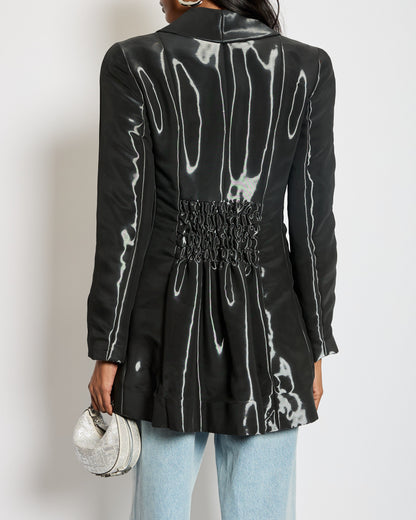 Chanel 00/A Shine Effect Black Blazer Jacket With Black CC Button Detail FR 36 (UK 8)