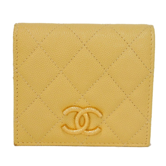 CHANEL Bifold Wallet AP3519 Grained shiny calfskin (embossed) Light yellow x light purple COCO Mark Small flap wallet Women