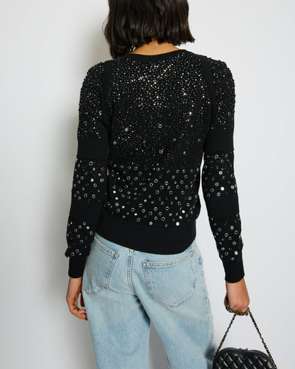 Chanel Black Mirror Embellished Jumper with CC Logo and Sequin Details Size FR 34 (UK 6)