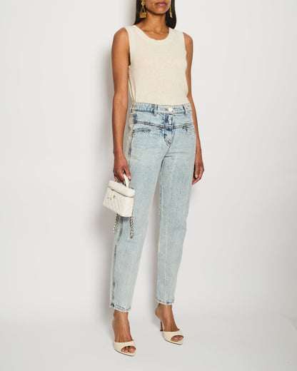 Chanel Blue Straight-Leg Jeans With Heart Silver CC Logo Buttons Size FR 34 (UK 6)