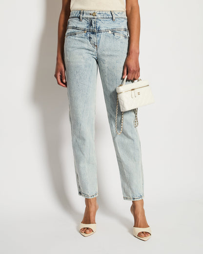 Chanel Blue Straight-Leg Jeans With Heart Silver CC Logo Buttons Size FR 34 (UK 6)