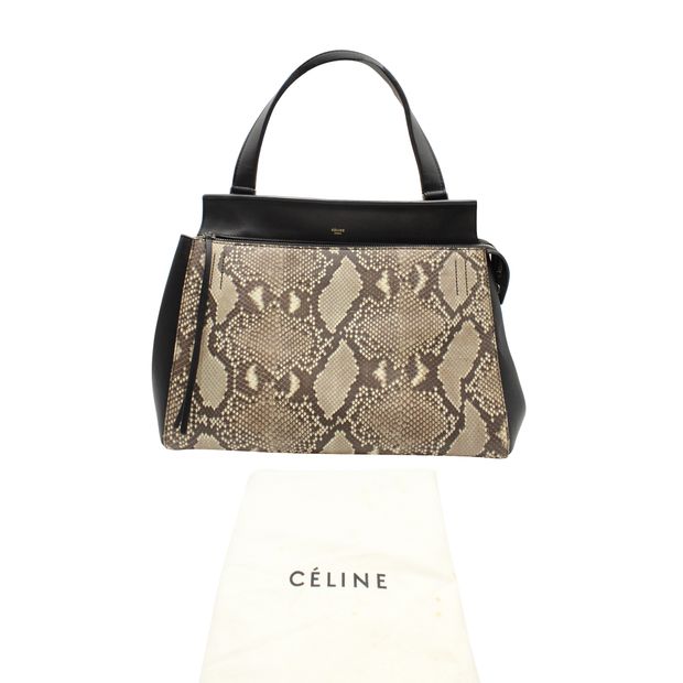 Celine Python & Black Leather Edge Shoulder Bag