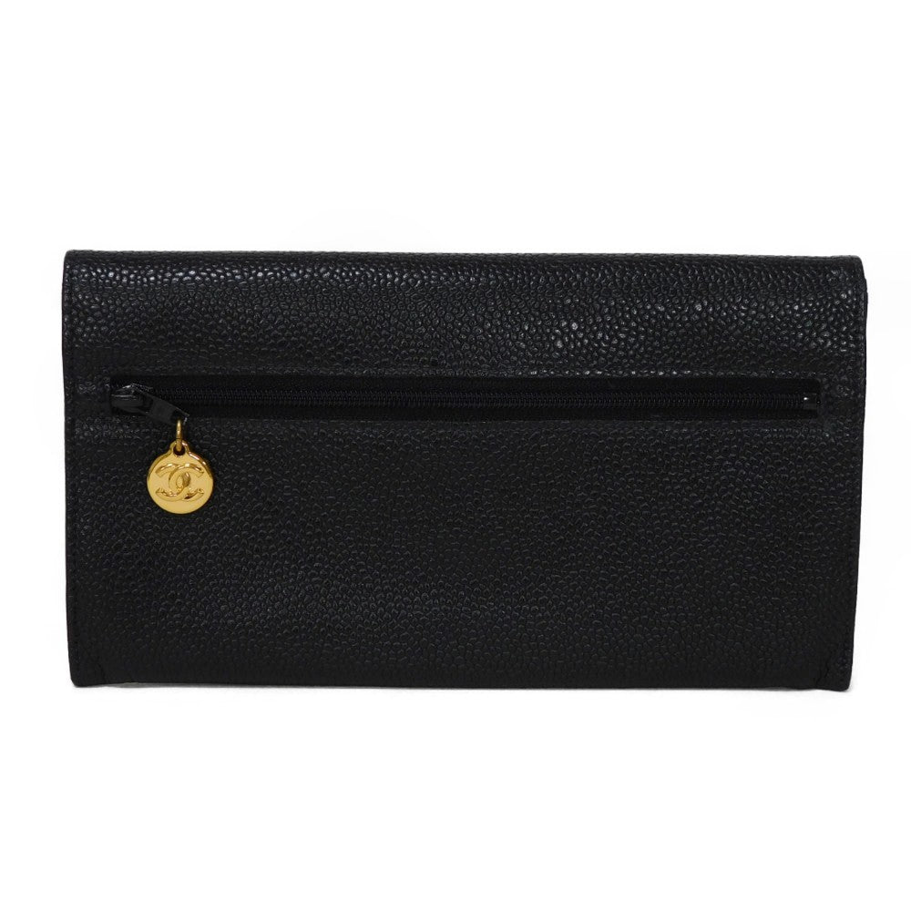 Chanel Long Flap Wallet Caviar Skin Long Wallet