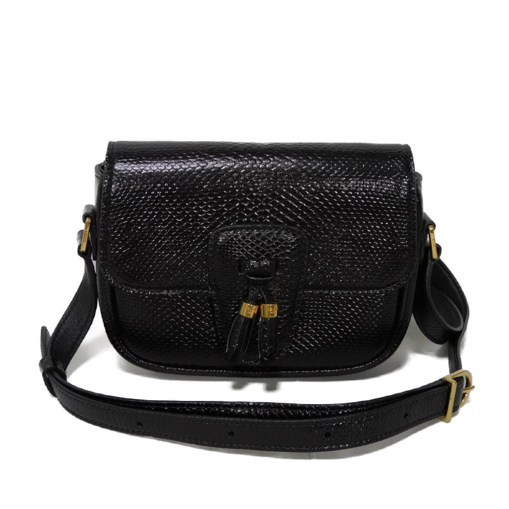 CELINE Shoulder Bag 190494BOE.38NO Karung leather black exotic Tassel small bag Women Used