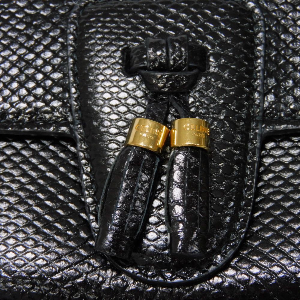 CELINE Shoulder Bag 190494BOE.38NO Karung leather black exotic Tassel small bag Women Used