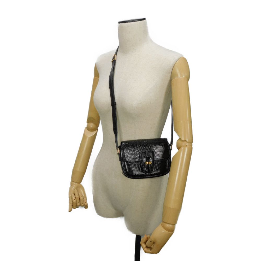 CELINE Shoulder Bag 190494BOE.38NO Karung leather black exotic Tassel small bag Women Used
