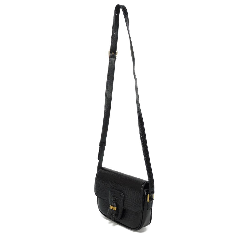 CELINE Shoulder Bag 190494BOE.38NO Karung leather black exotic Tassel small bag Women Used