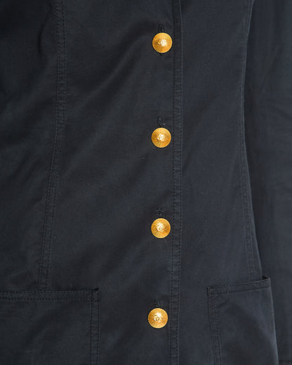 Chanel Black Vintage Lightweight Jacket With Gold CC Logo Buttons Size FR 36/38 (UK 8/10)