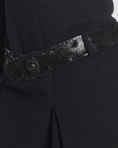 Chanel 09A Black Wool Short Dress with Crystal CC Buttons & CC Belt Details Size FR 34 (UK 6) RRP £3120