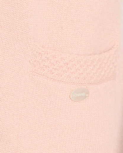 Chanel 05/S Vintage Pink Cashmere Cardigan with Floral Crystals Size FR 38 (UK 10)