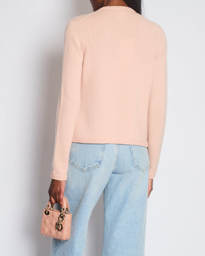 Chanel 05/S Vintage Pink Cashmere Cardigan with Floral Crystals Size FR 38 (UK 10)