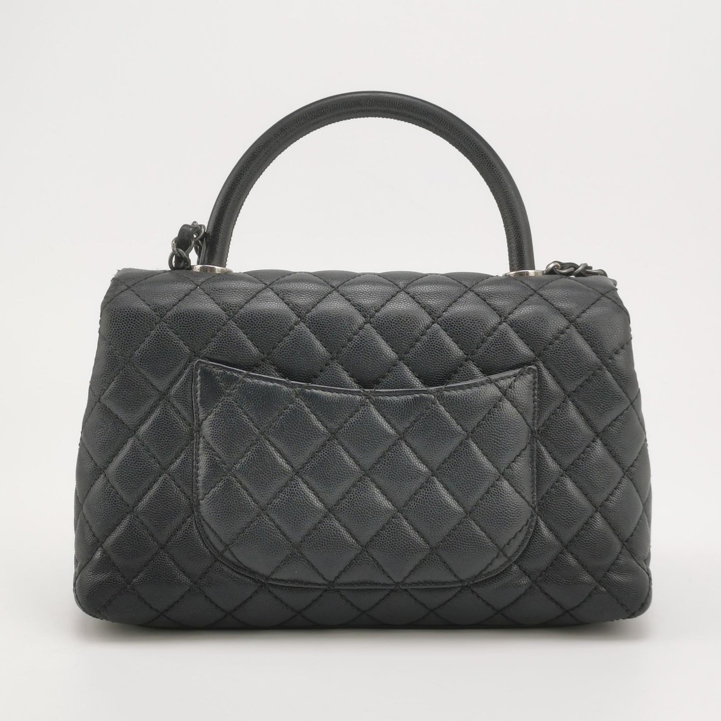 Chanel Coco Handle Medium Black Caviar Leather Silver Hardware, 2016