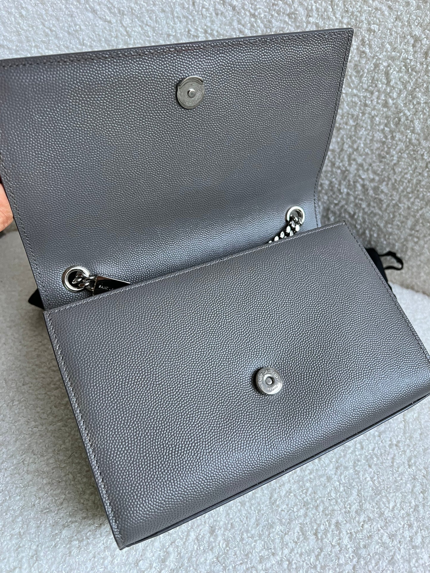 Yves Saint Laurent (YSL) Grey Small Kate with Silver Hardware