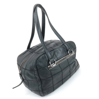 CHANEL Chocolate Bar Caviar Skin Mini Boston Bag Black A26135