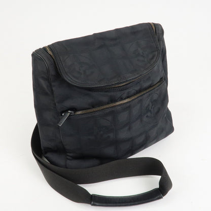 CHANEL New Travel Line Nylon Jacquard Leather 2Way Back Pack Black