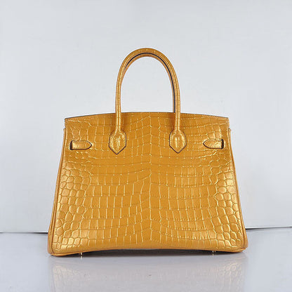 Hermes Birkin 35cm 6089 New Golden Crocodile Vein Handbags Gold