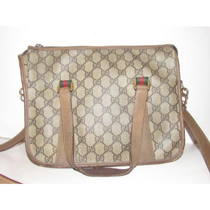Gucci Vintage Pursesdesigner Purses Brown Large G Logo Print Coated Canvas And Brown Leather With Re