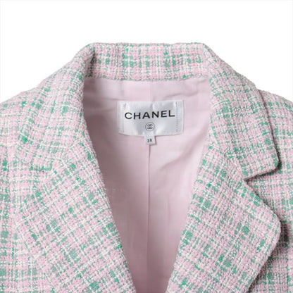 Chanel Coconut Button P70 Twid Jacket 38 Pink