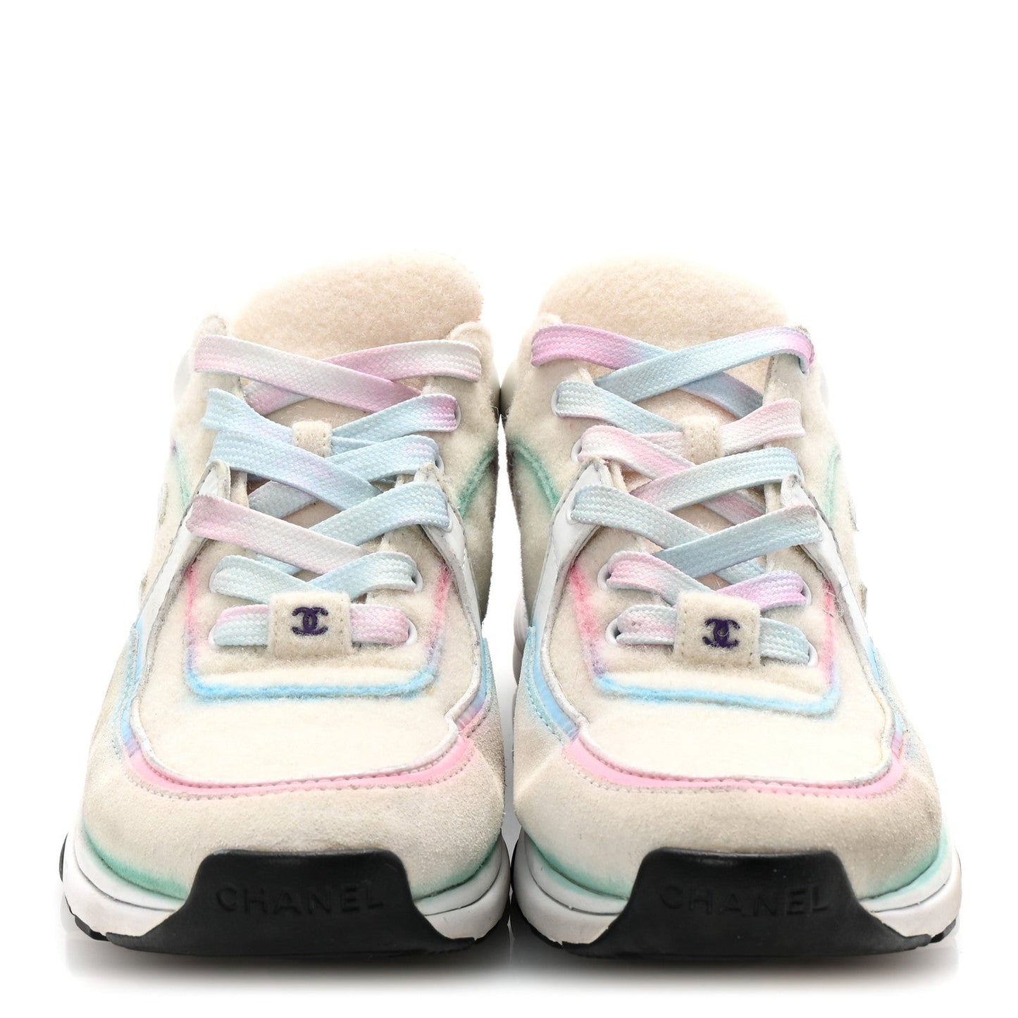Wool Suede Calfskin CC Sneakers 36.5 Multicolor