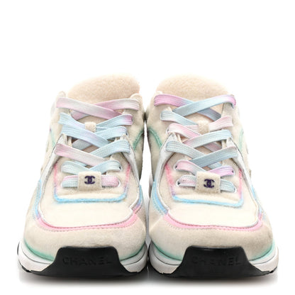 Wool Suede Calfskin CC Sneakers 36.5 Multicolor