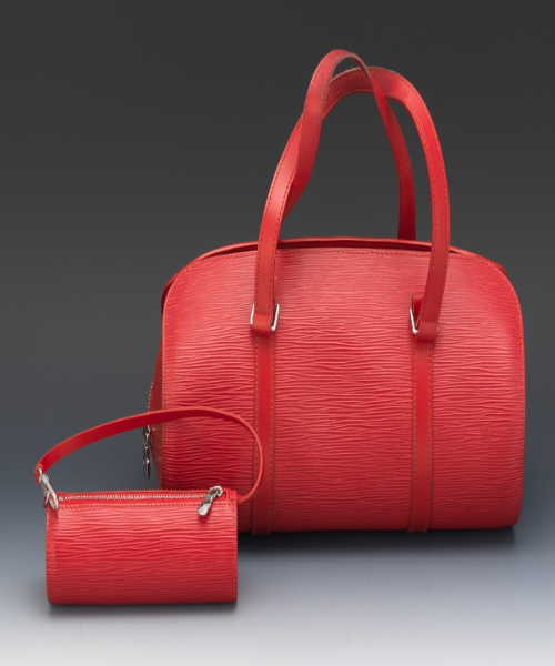 LV Soufflot Bag Black Epi Leather Red<