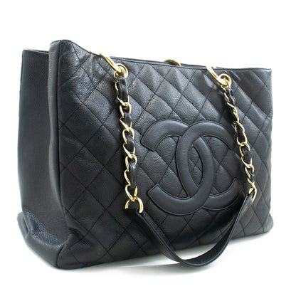 CHANEL Caviar GST 13" Grand Shopping Tote Chain Shoulder Bag Black