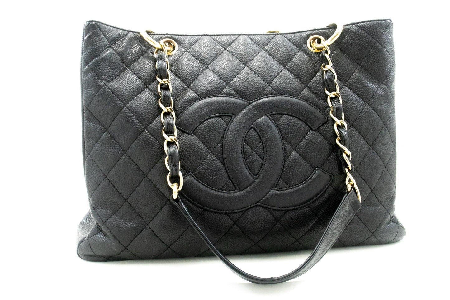 CHANEL Caviar GST 13" Grand Shopping Tote Chain Shoulder Bag Black