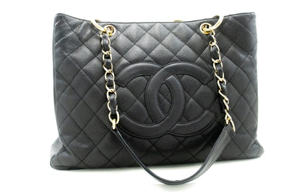 CHANEL Caviar GST 13" Grand Shopping Tote Chain Shoulder Bag Black