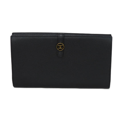 Chanel Coco Button Embossed Calfskin Long Flap Wallet