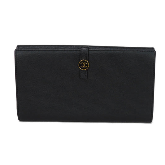 Chanel Coco Button Embossed Calfskin Long Flap Wallet