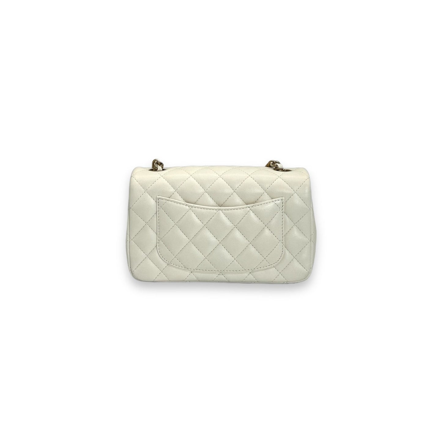 Chanel Quilted White Lambskin Mini Rectangular Flap Bag