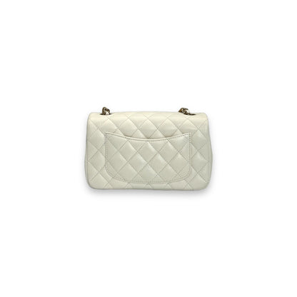 Chanel Quilted White Lambskin Mini Rectangular Flap Bag