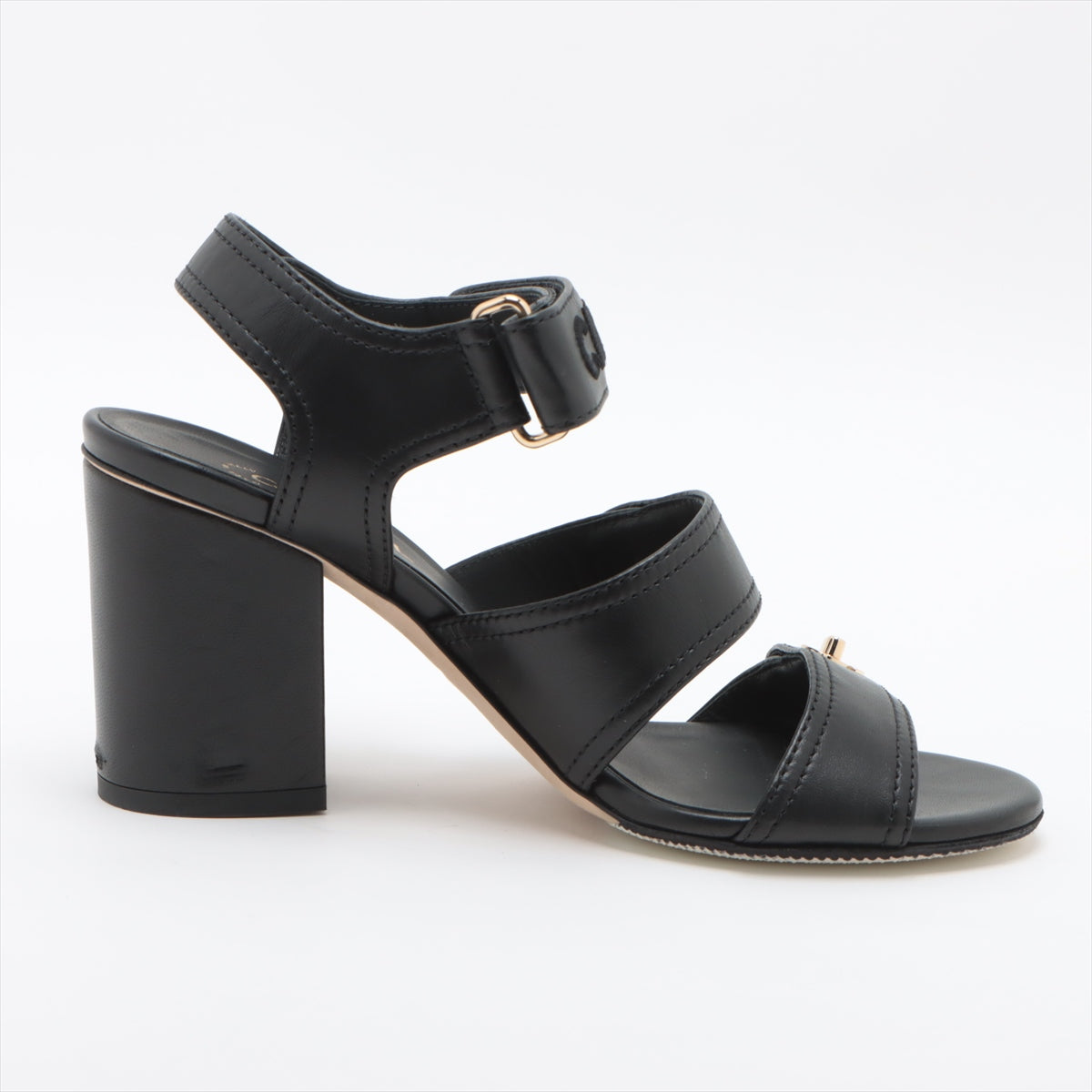 Chanel Coco 22SS Leather Sandal 35.5C  Black G37387 Turn-Lock
