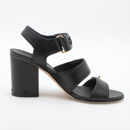 Chanel Coco 22SS Leather Sandal 35.5C  Black G37387 Turn-Lock