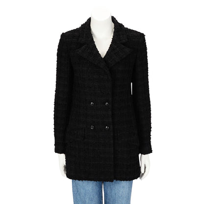Chanel Black Fantasy Tweed D.B. Jacket FR 34