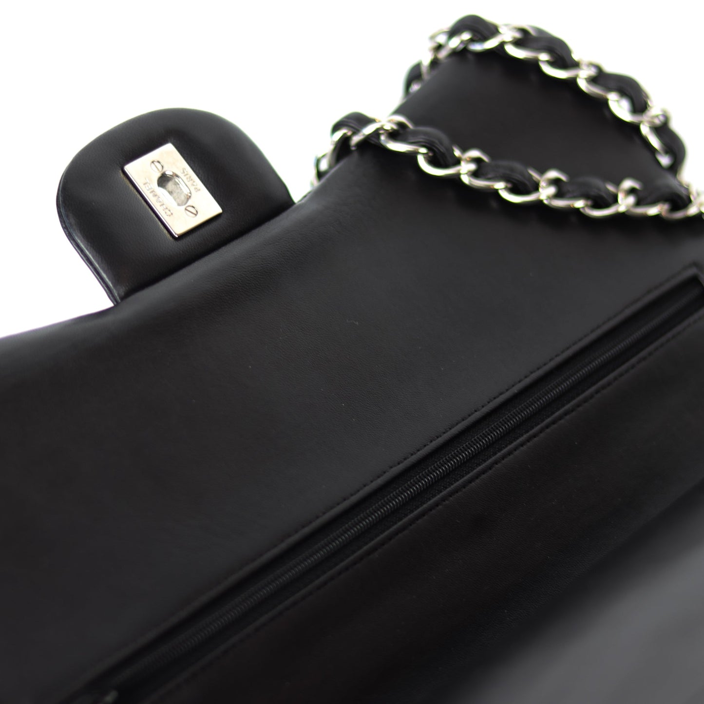 Jumbo Double Flap in Black Lambskin with SHW
