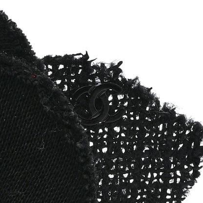 Tweed Fabric Camellia Pin Brooch Black