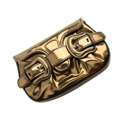 Fendi Clutch B Buckle Clutchshoulder Goldbronze Leather Leatherpatent Shoulder Bag