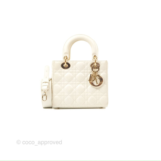 Christian Dior My ABCDior Lady Dior White Cannage Lambskin Gold Hardware