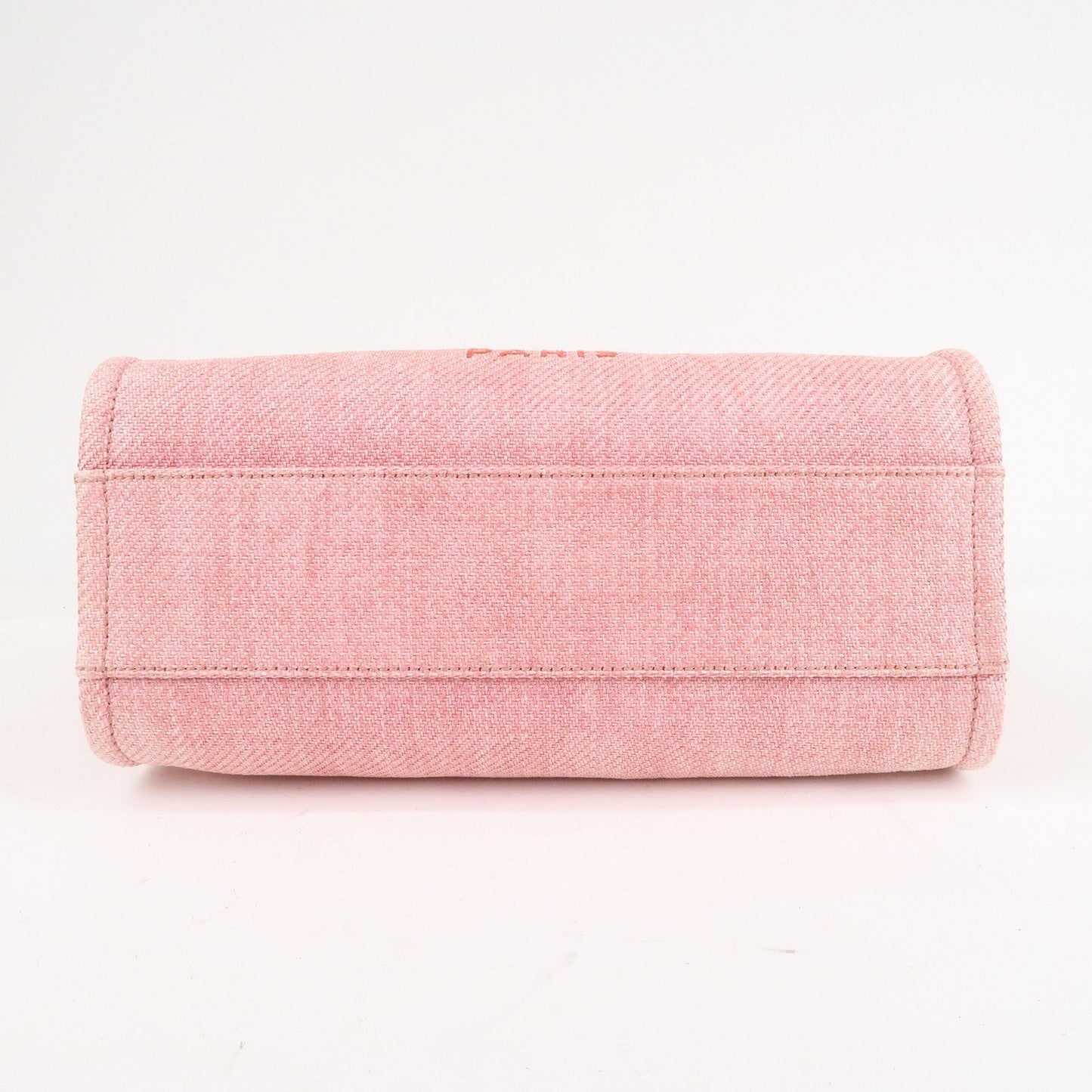 CHANEL Deauville MM Straw Leather Chain Tote Bag Pink A67001