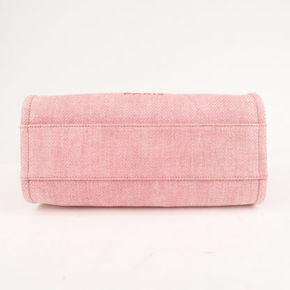 CHANEL Deauville MM Straw Leather Chain Tote Bag Pink A67001