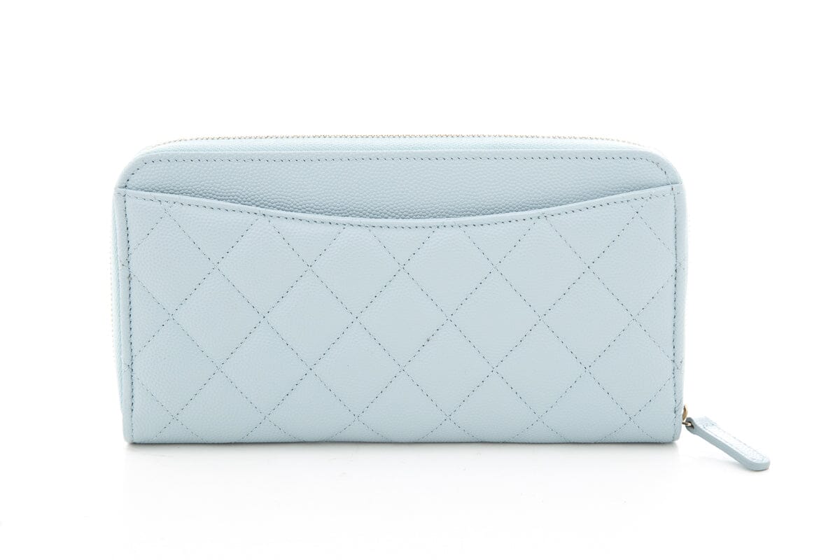 Chanel 2022 Blue Caviar Quilted Wallet