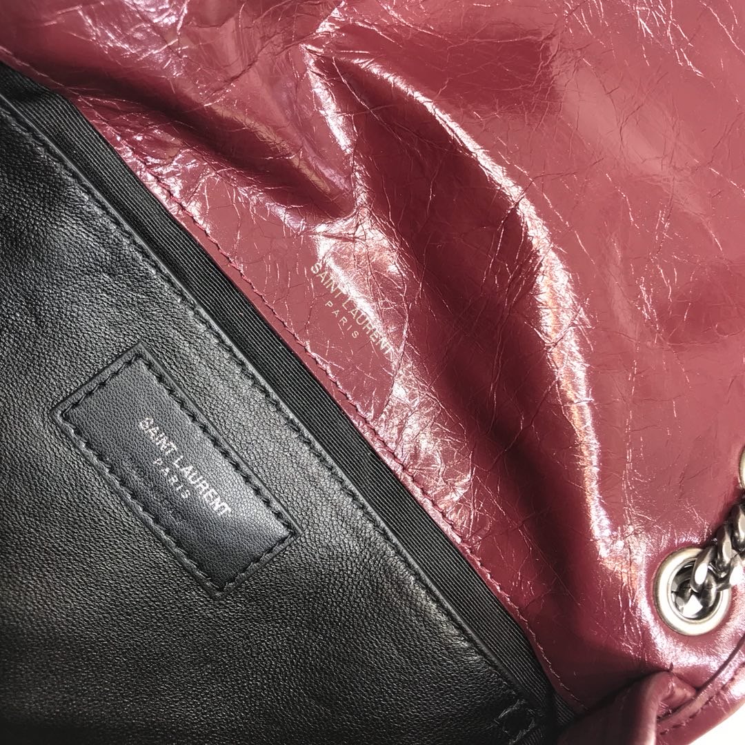 Yves Saint Laurent Niki Baby Chain Bag In Crinkled Vintage  Burgundy
