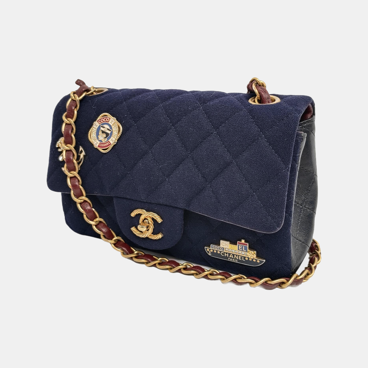 Chanel Classic Flap Mini Métiers d'Art Paris-Hamburg 2018 Wool Nautical Charms