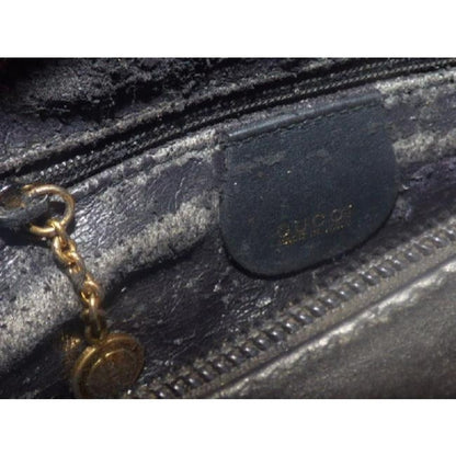 Gucci Vintage Pursesdesigner Purses Black With Redgreen Stripe Leather Hobo Bag