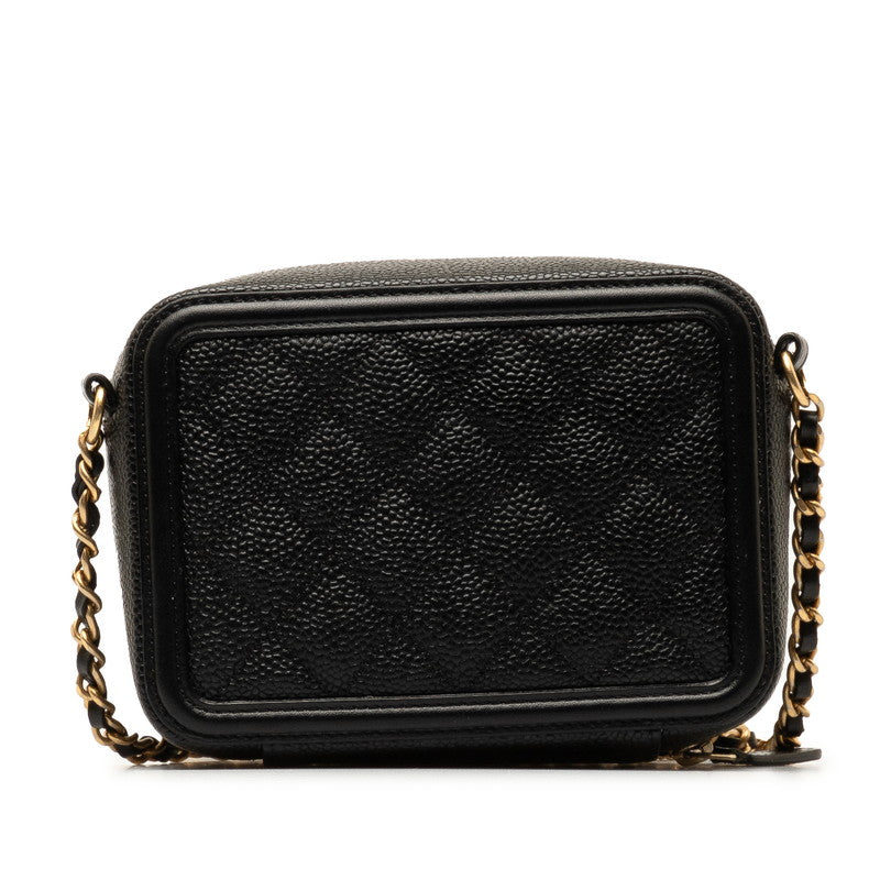 Chanel CC Filigree Chain Shoulder Bag Vanity Bag Black G Caviar S  CHANEL